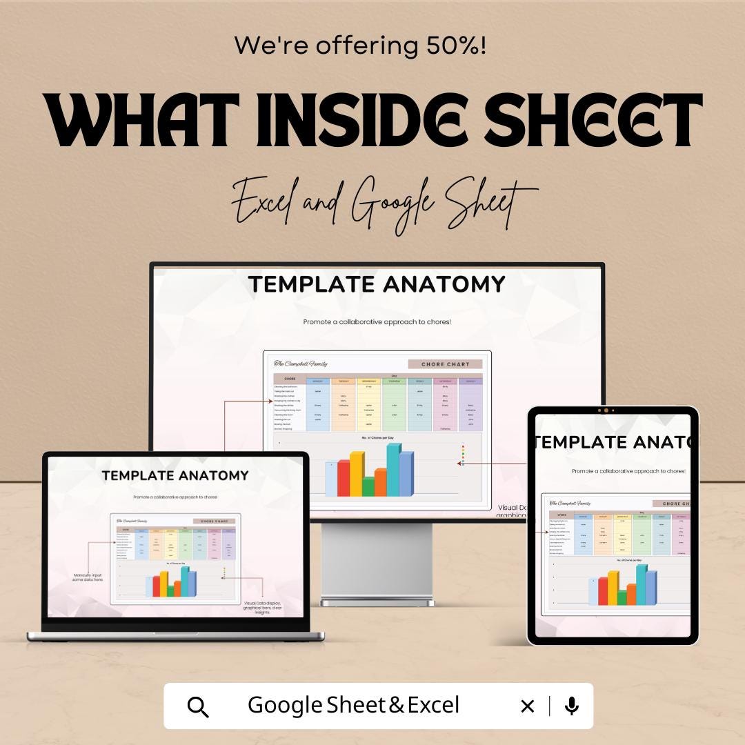 Chore Chart Sheet - Family Task Planner Template in Excel & Google Sheets