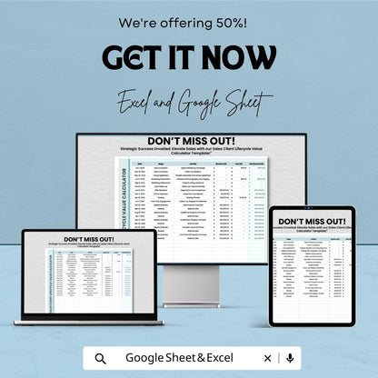 Sales Client Lifecycle Value Calculator Template | Excel & Google Sheets | Customer Lifetime Value Spreadsheet | CLV Tracker