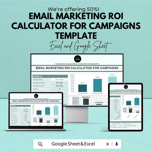 Email Marketing ROI Calculator Template | Campaign ROI Tracker | Email Campaign Performance Calculator