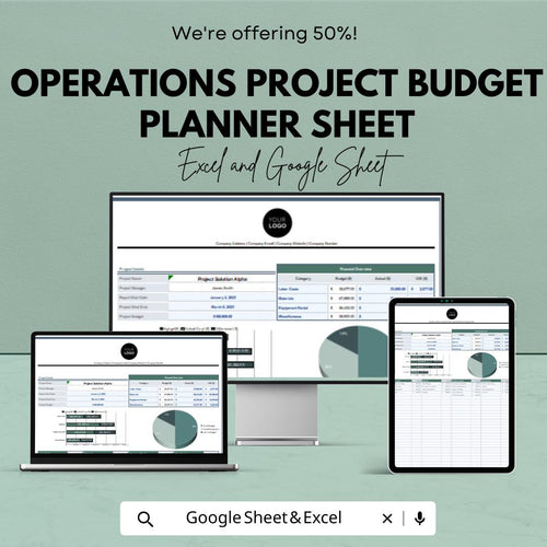 Operations Project Budget Planner - Google Sheets Template | Project Cost Tracking, Budget Management, Expense Control, Financial Planning
