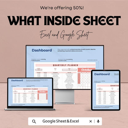 Quarterly Planner Template | Quarterly Planning Spreadsheet | Business Goal Tracker | 90 Day Planning Template | Excel & Google Sheets