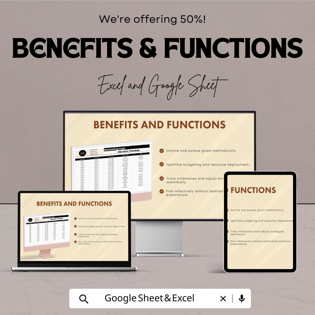 Marketing Logo Version Tracker Template | Brand Asset Management Tool | Excel & Google Sheets Logo Tracking Sheet