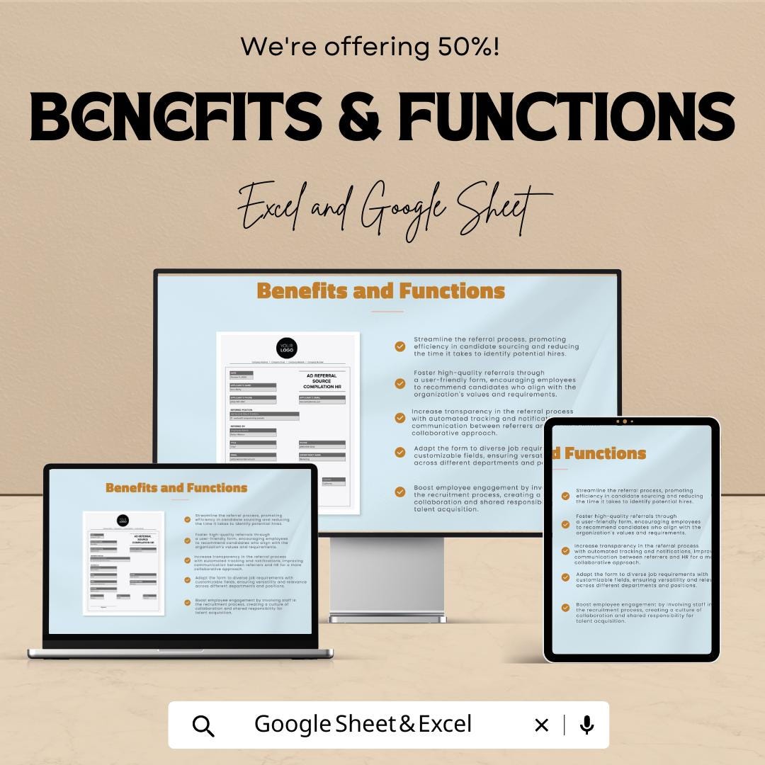 Ad Referral Source Compilation HR Template |  Recruitment Tracker | Employee Referral Form | Applicant Management Spreadsheet