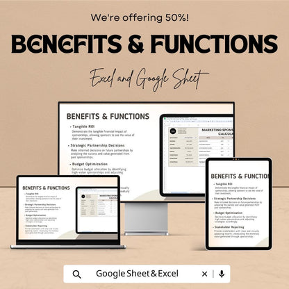 Marketing Sponsorship Value Calculator Template | Sponsorship ROI Calculator | Event Sponsorship Tracker | Marketing Analytics Sheet