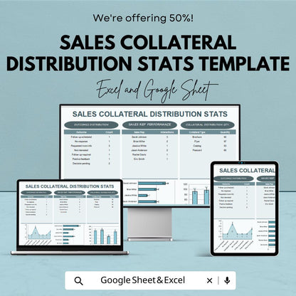Sales Collateral Distribution Stats Template | Rep Performance Tracker | Distribution Metrics Report