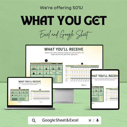 Marketing Event ROI & Metrics Dashboard Template | Event Marketing Tracker | KPI and Analytics Spreadsheet | Event Performance Dashboard