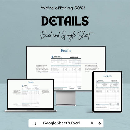 HVAC Estimate Template | HVAC Contractor Estimate Spreadsheet | HVAC Bid Proposal Template | Job Cost Estimate Sheet