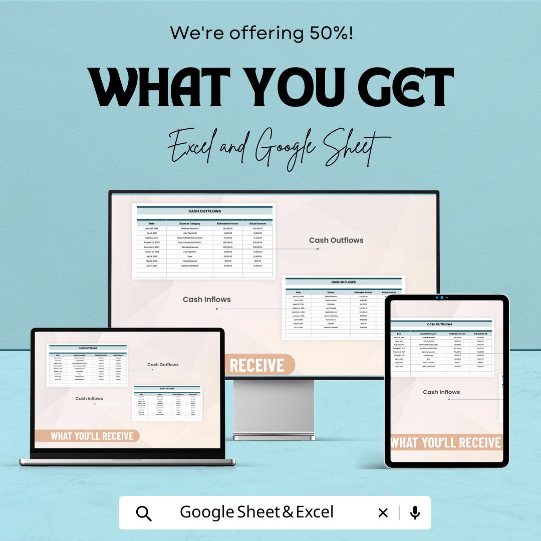 Simple Cashflow Forecast Template | Excel & Google Sheets | Cash Flow Tracker | Small Business Budget Planner