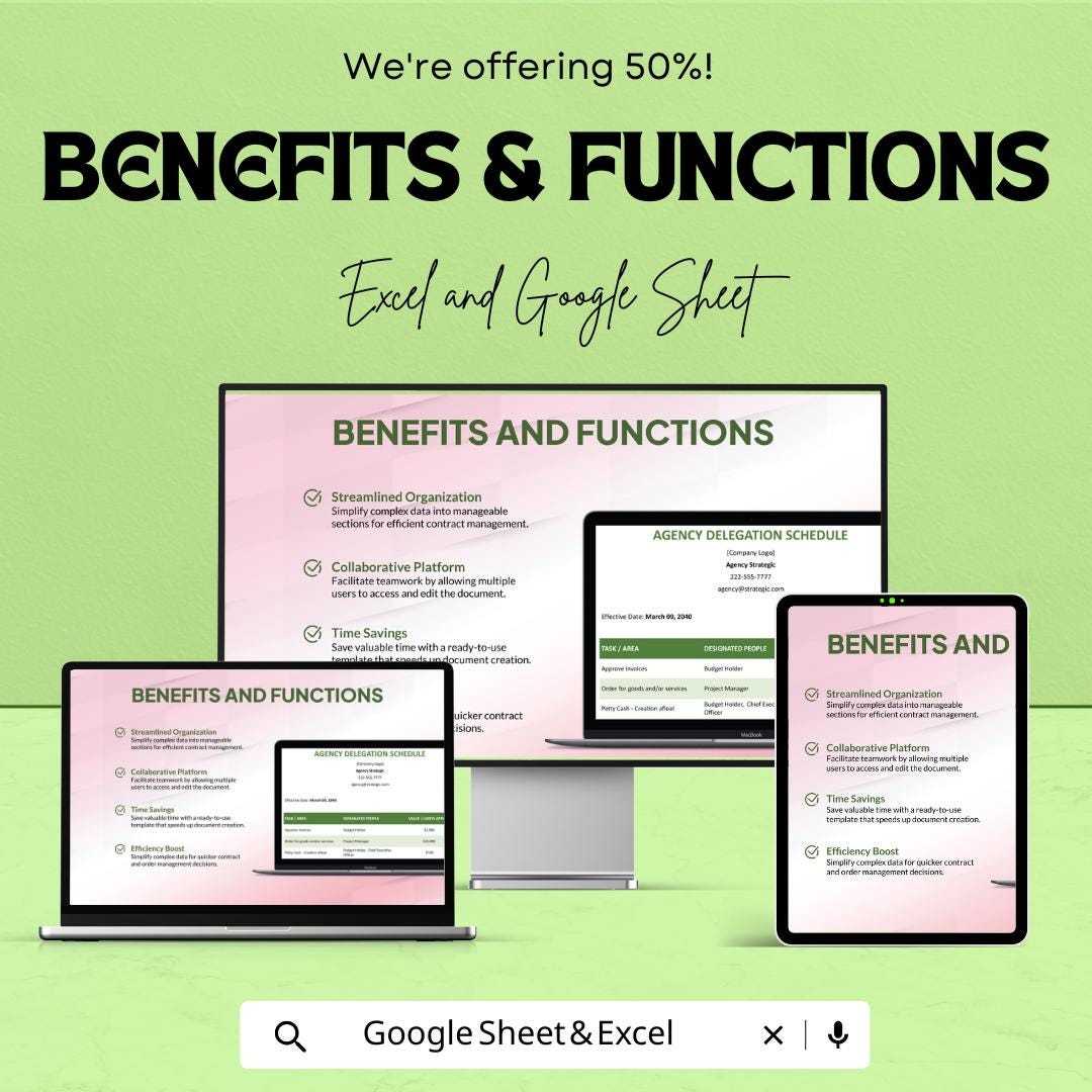Agency Delegation Schedule Template - Google Sheets | Task Management | Project Delegation Tool | Streamline Contracts & Prioritize Tasks