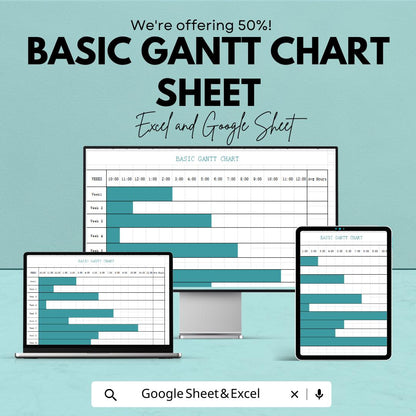 Basic Gantt Chart Template | Excel and Google Sheets | Project Schedule & Task Tracker