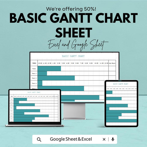 Basic Gantt Chart Template | Excel and Google Sheets | Project Schedule & Task Tracker