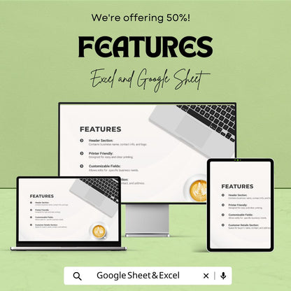 School Receipt Sheet - Excel & Google Sheets Template | Customizable Receipt for Tuition and Fees | Easy Invoice Management for Schools