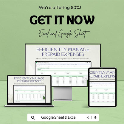 Prepaid Expense Tracker Template | Prepaid Expense Schedule | Expense Tracking Spreadsheet | Excel & Google Sheets Budget Tool
