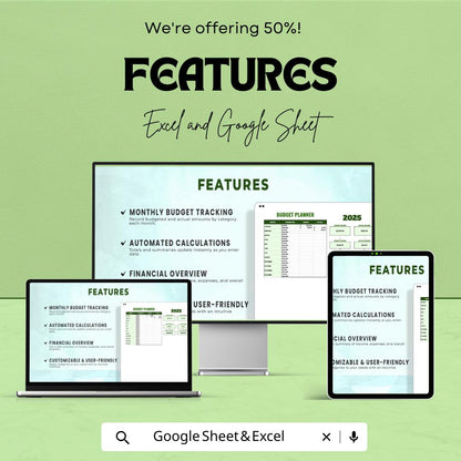 2025 Budget Planner Sheet | Excel & Google Sheet | Monthly Budget Tracker, Expense Organizer, Financial Planner
