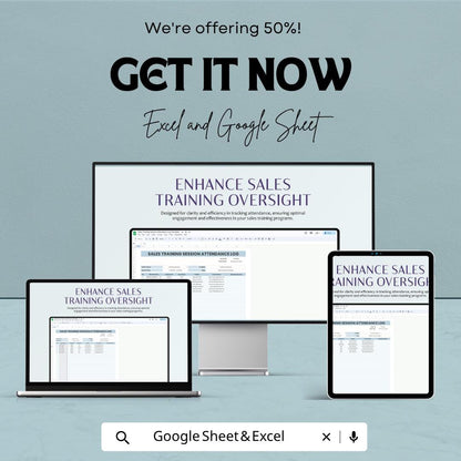 Sales Training Attendance Log Template Excel | Training Tracker Spreadsheet | Employee Attendance Sheet Google Sheets | Workshop Attendance