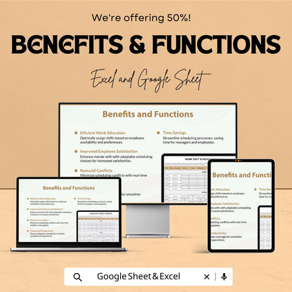 Work Shift Schedule Template - Employee Weekly Shift Planner - Google Sheets & Excel - Time Management Schedule - Staff Scheduling Template