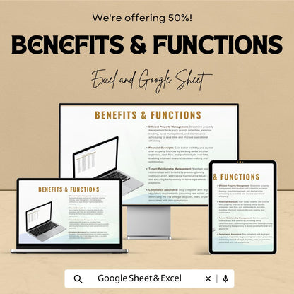 Real Estate Property Management Template, Rental Property Tracker, Landlord Spreadsheet, Tenant & Lease Manager, Excel Google Sheets