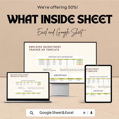Employee Recruitment Tracker HR Template | Hiring Pipeline Tracker | Applicant Tracking Spreadsheet | Excel & Google Sheets