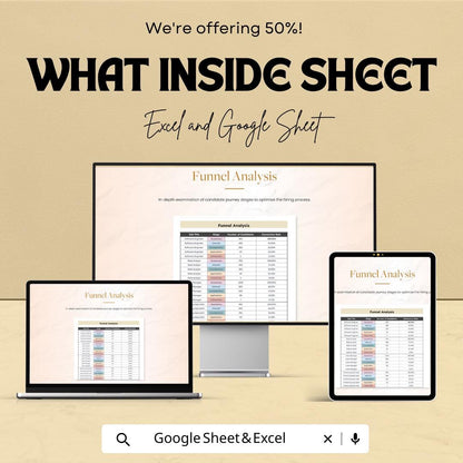 Job Ad Conversion Funnel Analysis HR Template | Hiring Funnel Dashboard | Recruitment Metrics | Excel & Google Sheets