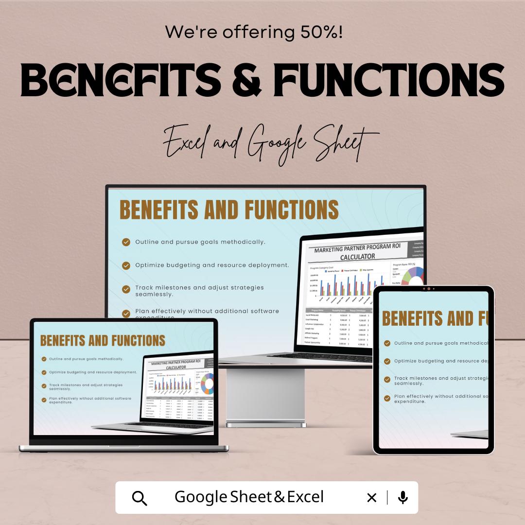 Marketing Partner Program ROI Calculator Template | ROI Analysis Spreadsheet | Marketing Cost Tracker |  Business KPI Tool