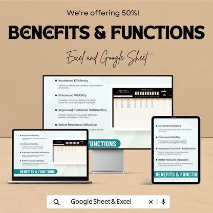 Delivery Operation Template, Delivery Tracker Spreadsheet, Logistics Management Sheet, Order and Route Tracker, Excel & Google Sheets