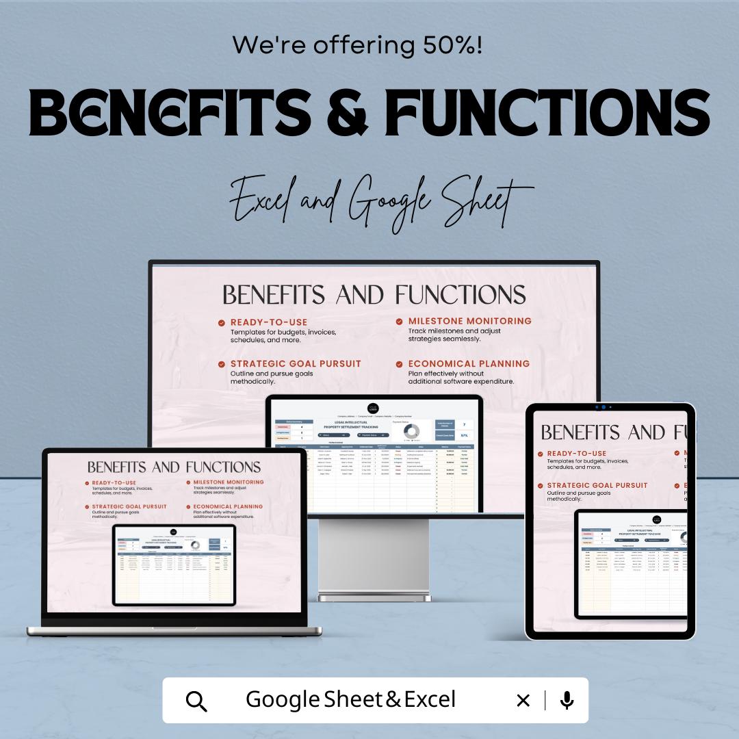 IP Settlement Tracker Template, Legal Case Settlement Log, Intellectual Property Payment Tracker, Legal Settlement Spreadsheet