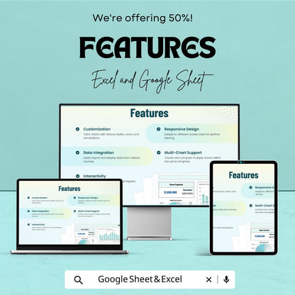 Data Chart Sheet for Excel & Google Sheets | Dynamic Dashboard | KPI Charts | Editable Spreadsheet | Data Visualization Template