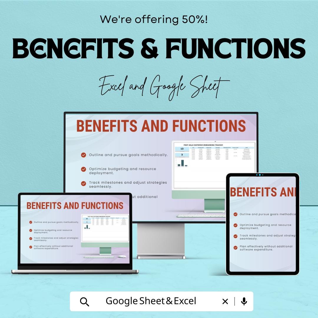 Post-Sale Customer Onboarding Tracker Template | Excel & Google Sheets | Client Onboarding Spreadsheet | Customer Success Tool