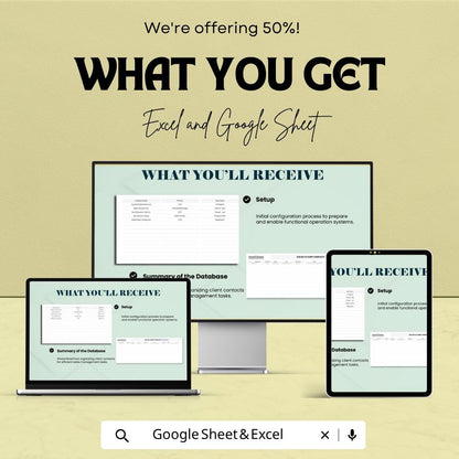 Sales Client Contact Database Template | CRM Contact Tracker Spreadsheet | Customer Management Sheet | Excel & Google Sheets |