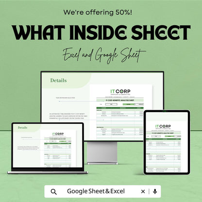 IT Cost Benefit Analysis Template, ROI Calculator, IT Budget Planner, Cost Analysis Spreadsheet, Financial Planning Tool