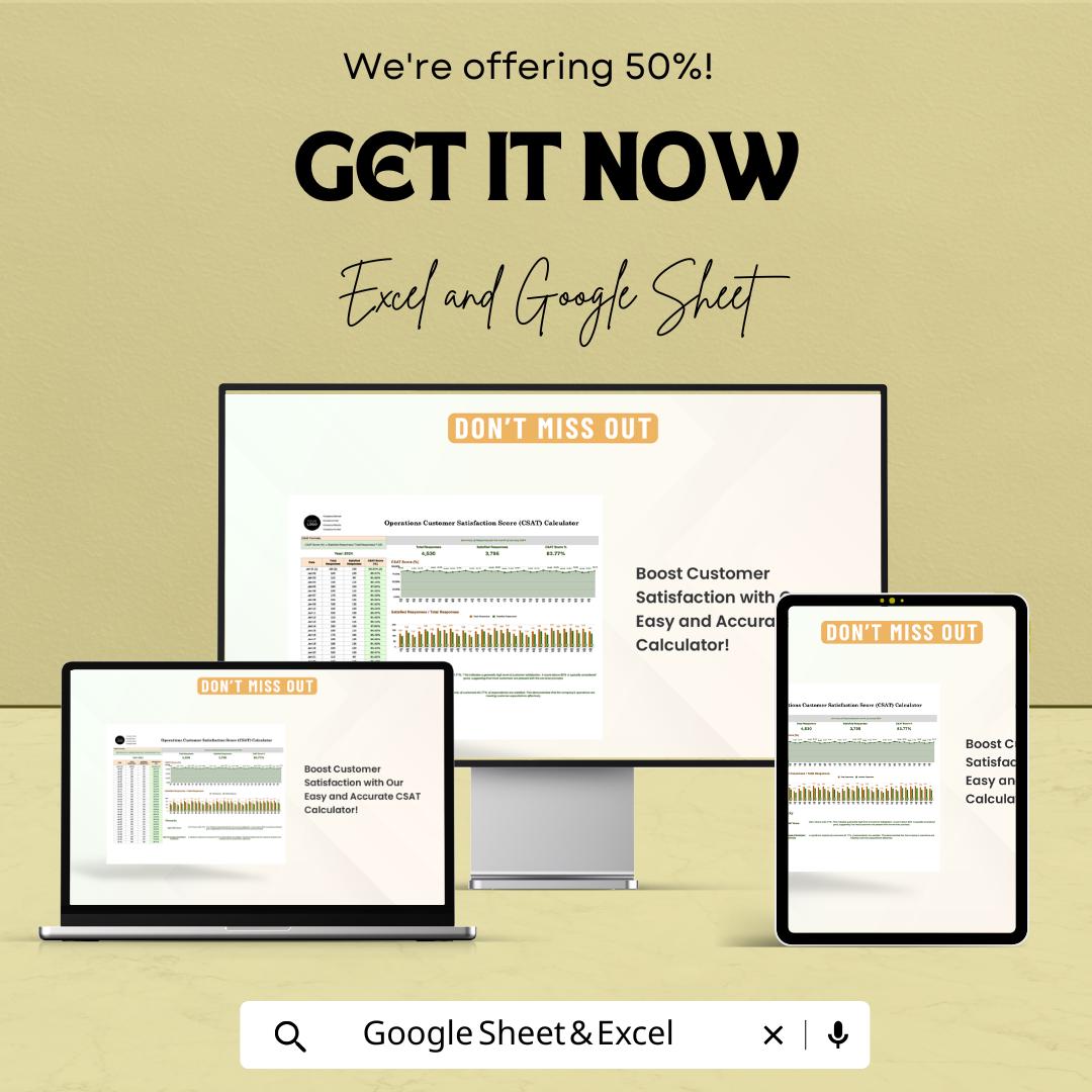 CSAT Calculator Template, Customer Satisfaction Tracker, Operations CSAT Dashboard, Feedback Analysis Sheet