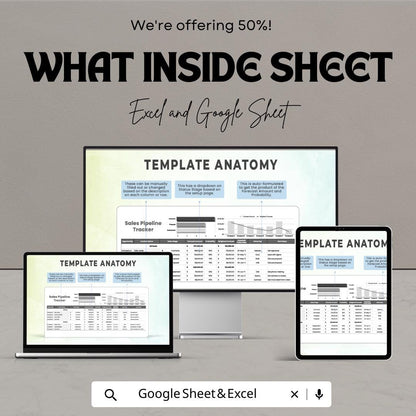 Sales Pipeline Tracker Template, CRM Sales Spreadsheet, Deal Tracking Sheet, Sales Forecast Tracker, Excel and Google Sheets