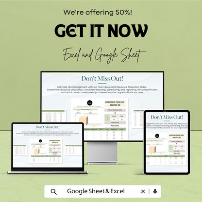 Assessment Pass Rate Analysis HR Template | Excel & Google Sheets HR Dashboard | Recruitment Evaluation Tracker | Hiring Metrics Spreadsheet