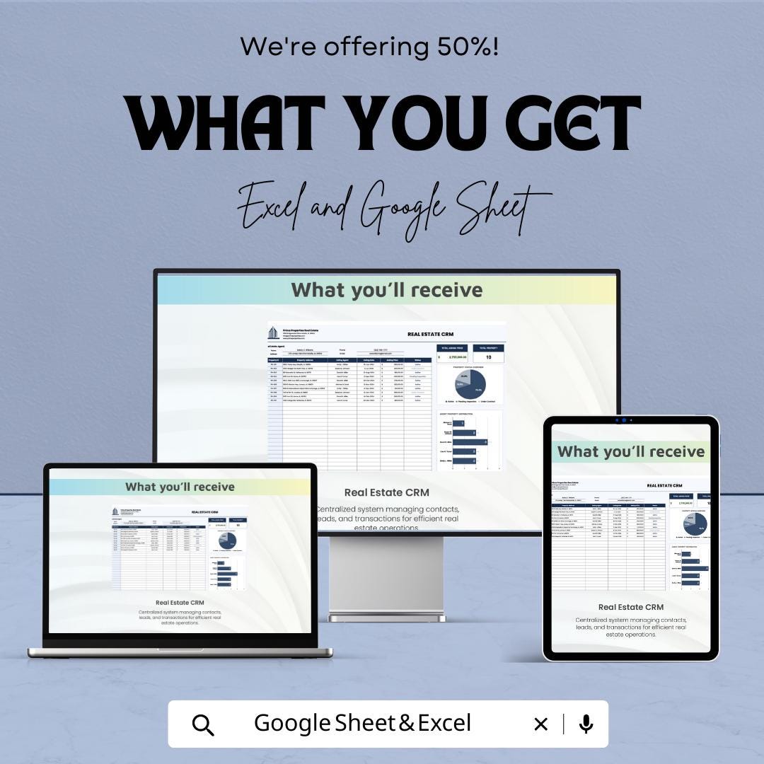 Real Estate CRM Template | Realtor Client Management | Excel & Google Sheets