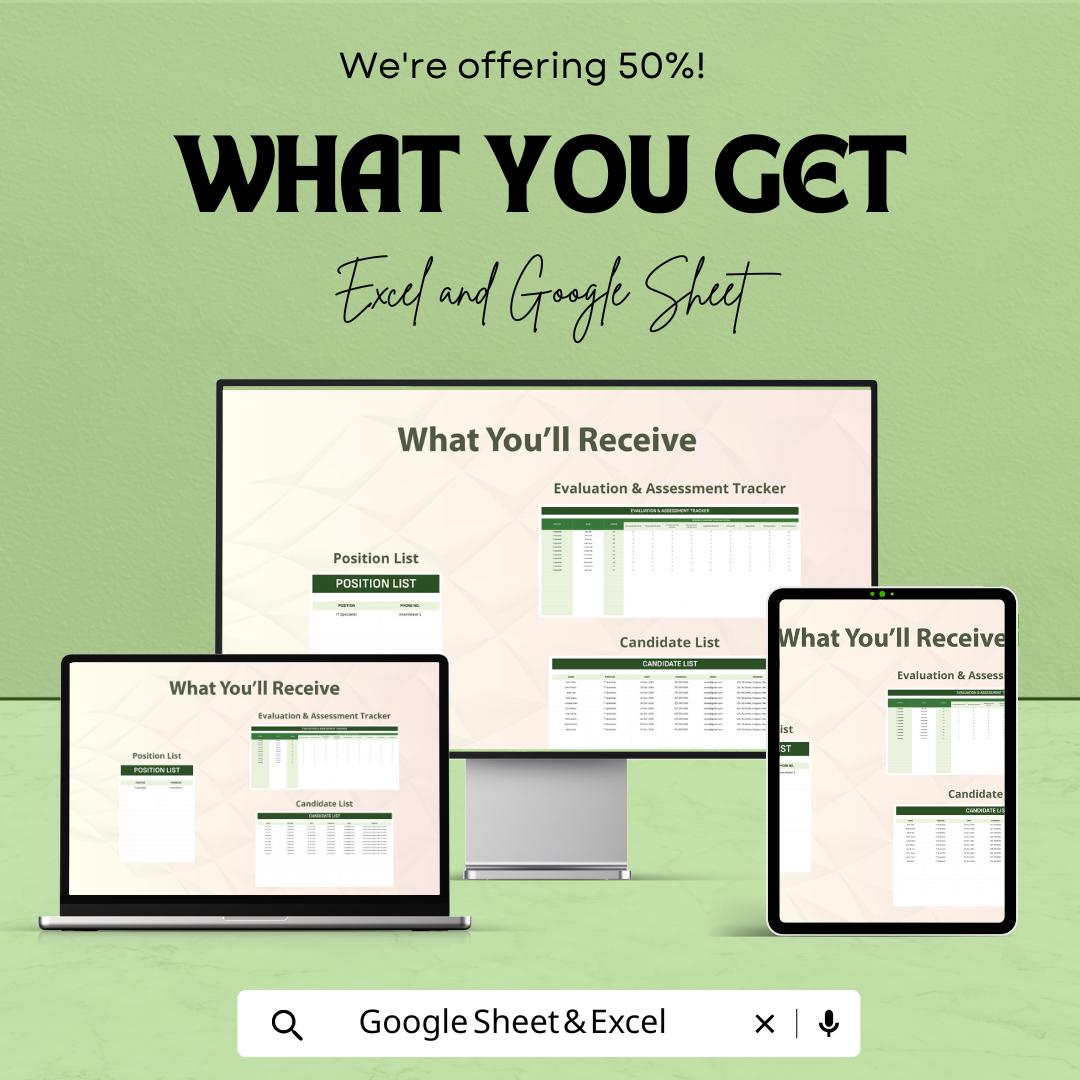 Evaluation Form Sheet - Customizable Excel & Google Sheet Template for Performance Assessment