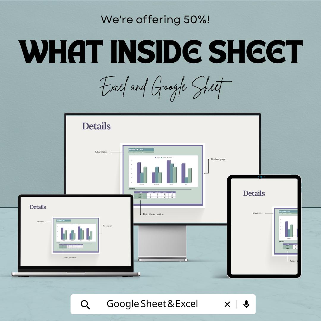 Double Bar Chart Template for Excel & Google Sheets - Visualize and Compare Data