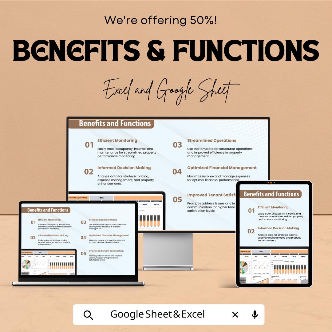 Property Management KPI Dashboard | Excel & Google Sheets | Real Estate Tracker | Rental Income Report | Occupancy Rate Analyzer