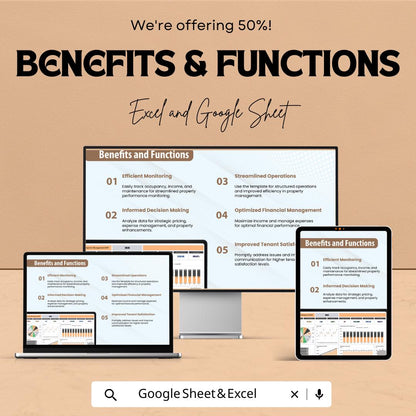 Property Management KPI Dashboard | Excel & Google Sheets | Real Estate Tracker | Rental Income Report | Occupancy Rate Analyzer