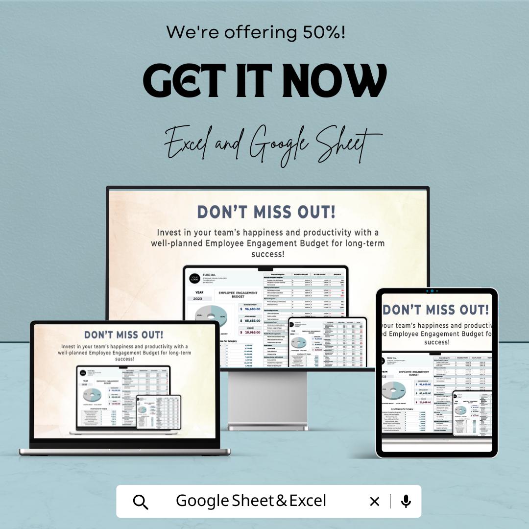 Employee Engagement Budget Template | Excel & Google Sheets | HR Budget Planner | Engagement Expense Tracker | Workforce Planning Tool