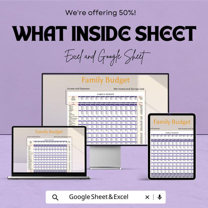 Family Budget Template | Excel & Google Sheets | Monthly Budget Planner | Household Finance Tracker | Budget Spreadsheet