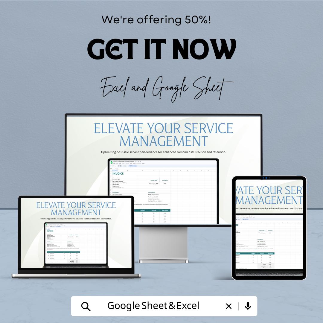 School Supply Order Invoice Sheet | Excel & Google Sheets Template | School Supplies Billing Tracker