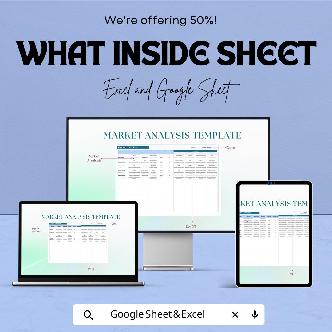 Market Analysis Sheet - Excel & Google Sheet Template for Business Insights and Strategy Planning