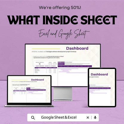 Software Gantt Template  | Software Project Planning Dashboard | Project Timeline Tracker | Development Schedule Planner