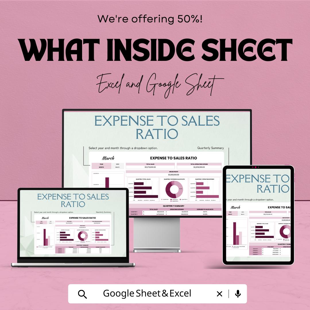 Expense to Sales Ratio Sheet - Excel & Google Sheet Template for Financial Analysis and Profit Optimization