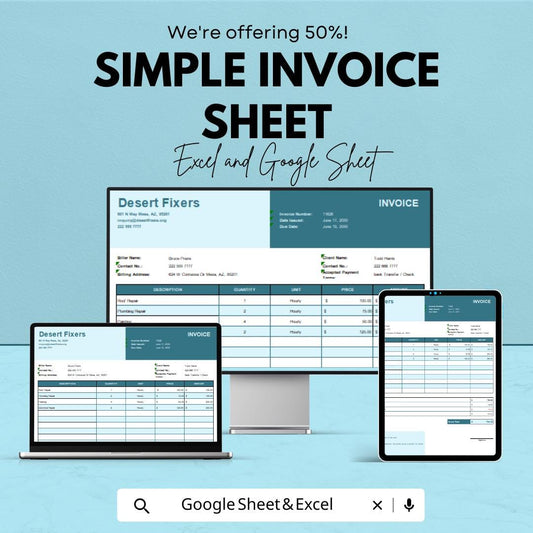 Simple Invoice Sheet | Excel & Google Sheets Template for Effortless Invoicing