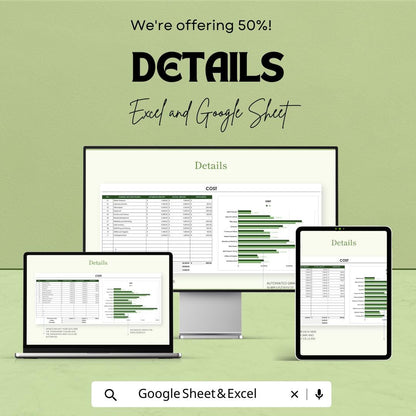 Small Business Cost Template  | Business Expense Tracker | Cost Management Spreadsheet | Budget Planner | Business Finance Template