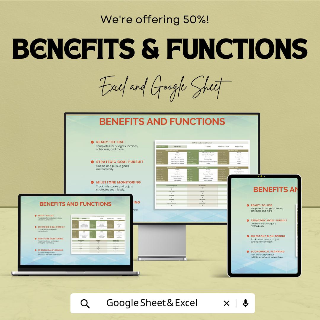 HR Recruitment Tracking Spreadsheet Template, Applicant Tracking Sheet, Hiring Tracker, Candidate Management Tool, Excel Google Sheets