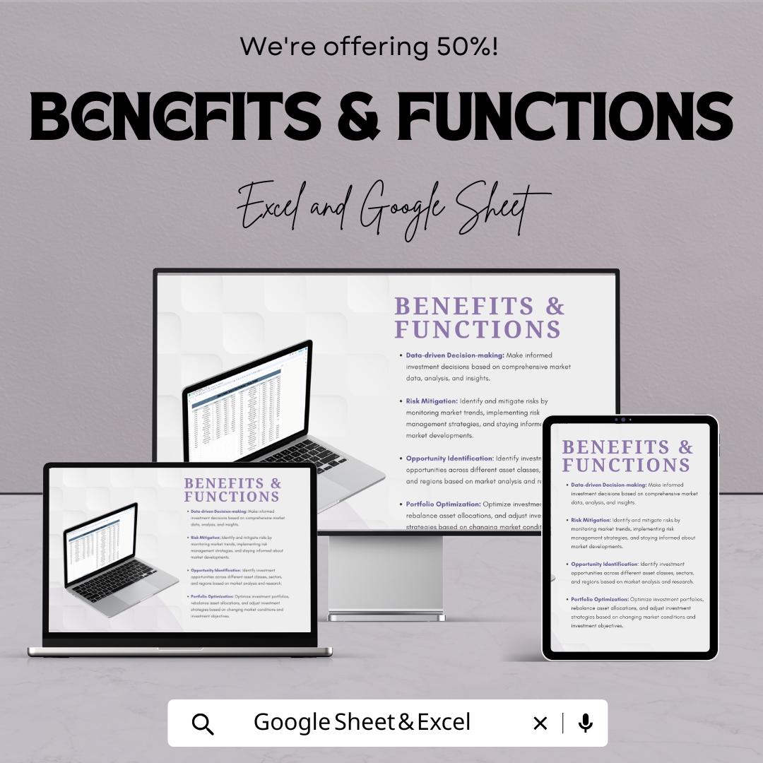 Finance Market Template | Financial Analysis Spreadsheet | Income & Expense Tracker | Market Summary Dashboard