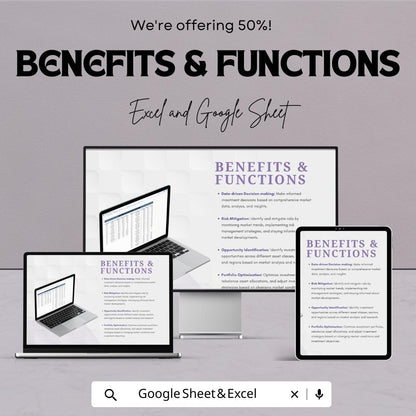 Finance Market Template | Financial Analysis Spreadsheet | Income & Expense Tracker | Market Summary Dashboard
