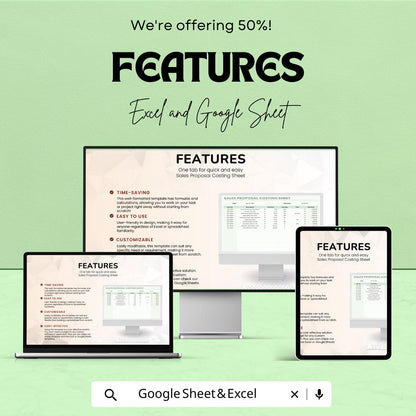 Sales Proposal Costing Sheet Template | Estimate, Quote & Budget Tracker | Project Costing Calculator | Sales Cost Sheet Template